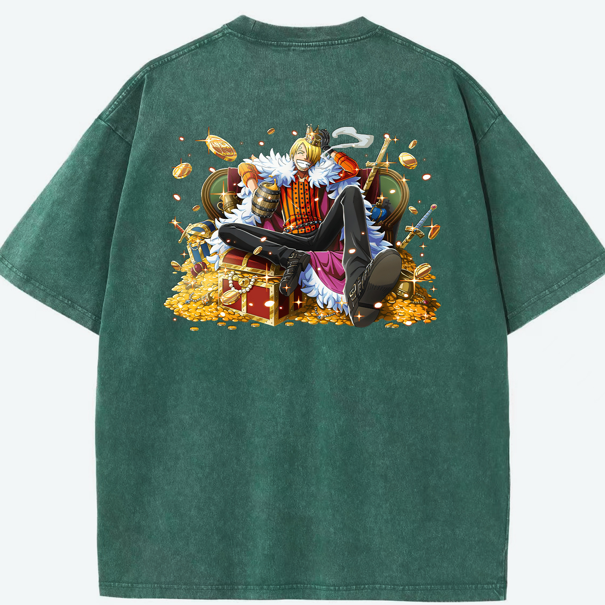 ワンピース サンジ ONE PIECE Sanji 綿100% ヴィンテージ風 半袖Tシャツ（背面プリント）